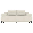 SCHLAFSOFA Plüsch Creme Rückenkissen, Armlehnenkissen, Bettkasten, Schlaffunktion, Rücken echt, Liegefläche im Originalstoff  - Creme/Schwarz, KONVENTIONELL, Textil/Metall (200/98/90cm) - Carryhome