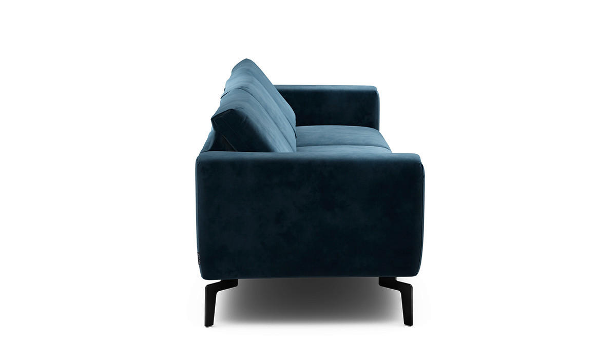 3-SITZER-SOFA Samt Dunkelblau  - Schwarz/Dunkelblau, Design, Textil/Metall (250/86/86-94cm) - SENSOO