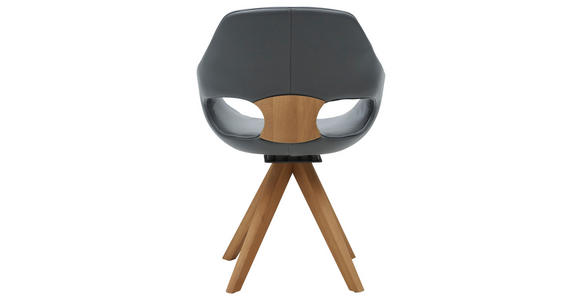 ARMLEHNSTUHL  Lederauswahl  Echtleder  - Eichefarben/Grau, Natur, Leder/Holz (60/91/60cm) - Valnatura