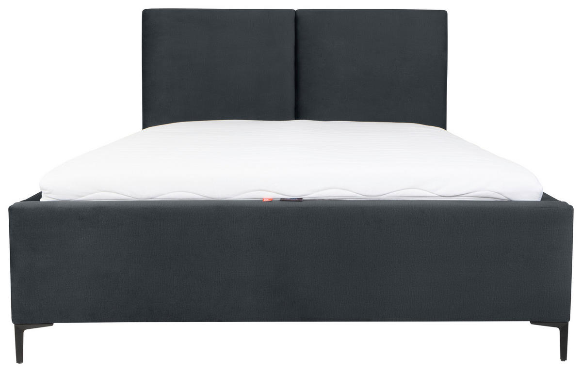 KÁRPITOZOTT ÁGY 140/200 cm  sötétszürke  - fekete/geszt bükk, Modern, textil/fa (140/200cm) - MID.YOU