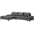 ECKSOFA in Webstoff Blau, Grau  - Blau/Schwarz, Design, Textil/Metall (212/315cm) - Carryhome