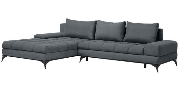 ECKSOFA in Webstoff Blau, Grau  - Blau/Schwarz, Design, Textil/Metall (212/315cm) - Carryhome