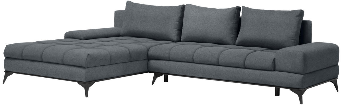 ECKSOFA in Webstoff Blaugrau  - Blaugrau/Schwarz, Design, Textil/Metall (212/315cm) - Carryhome