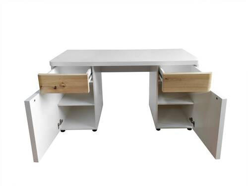 PISALNA MIZA leseni material bela, barve hrasta  - barve hrasta/bela, Moderno, umetna masa/leseni material (140/55/75cm) - Carryhome