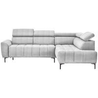 ECKSOFA Hellgrau Velours  - Hellgrau/Schwarz, Design, Textil/Metall (261/191cm) - Stylife