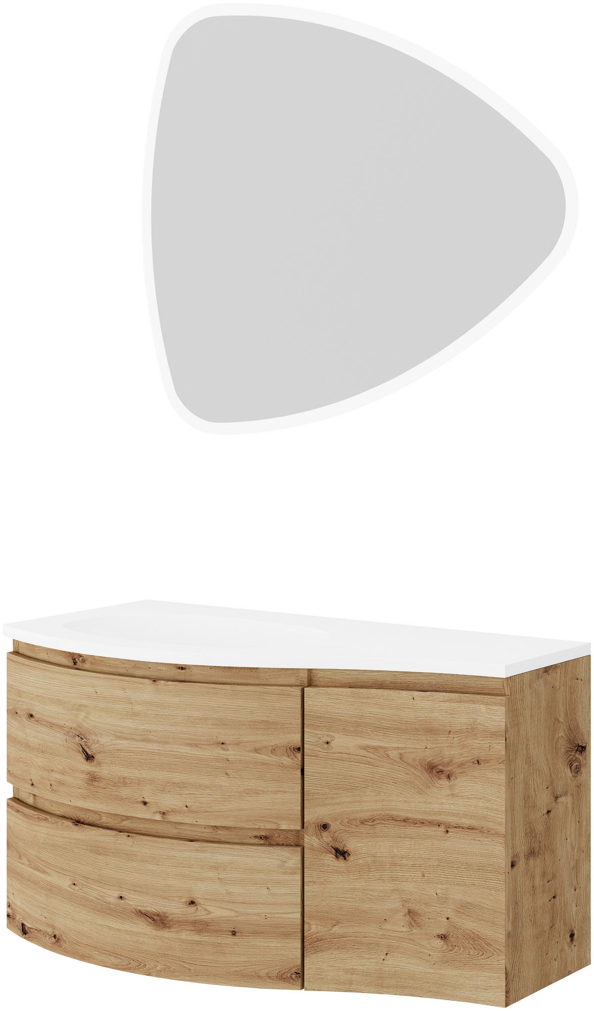 BADEZIMMER 4-teilig  in 105 cm  - Eiche Artisan/Weiß, Natur, Holzwerkstoff/Stein (105cm) - Voleo