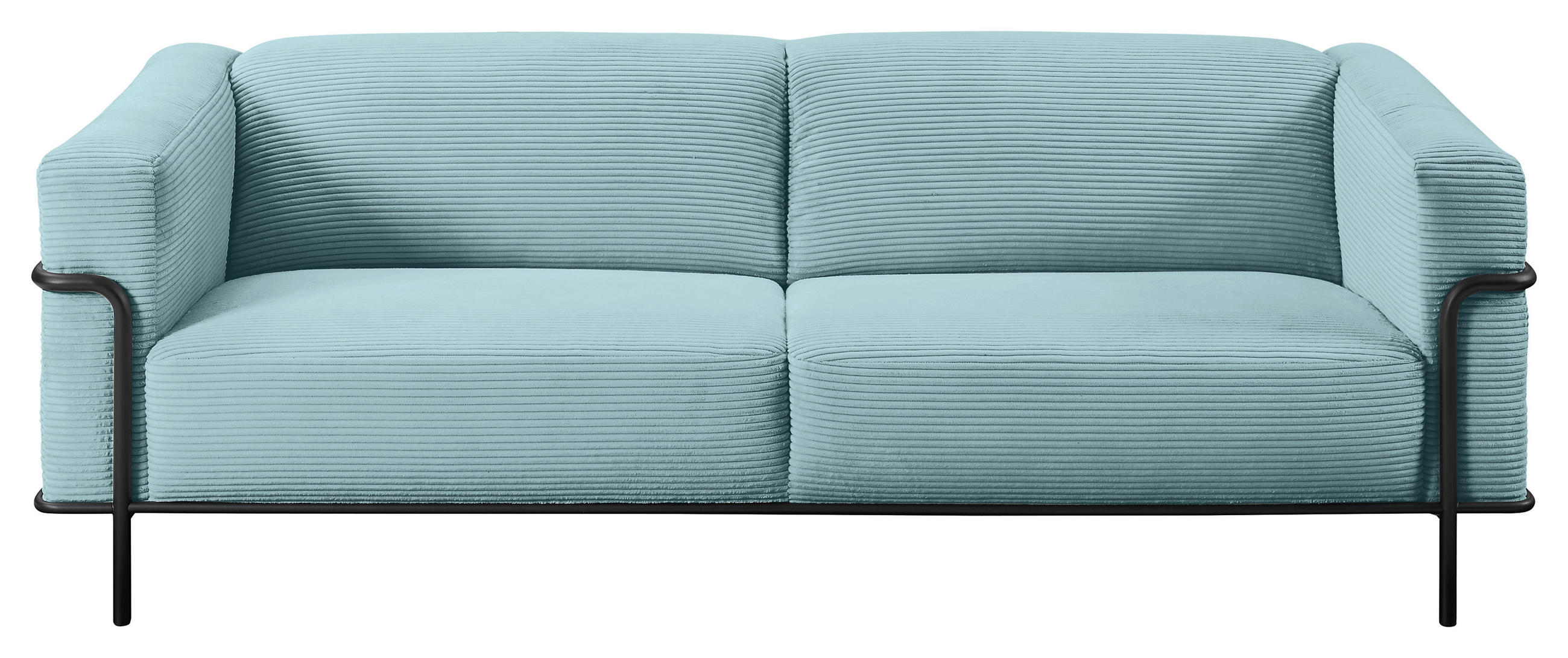 2,5-SITZER in Cord Hellblau  - Schwarz/Hellblau, Design, Textil/Metall (216/67/96cm) - Johann Jakob