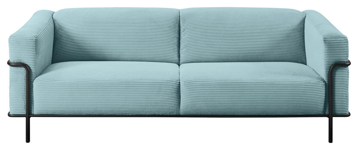 2,5-SITZER in Cord Hellblau  - Schwarz/Hellblau, Design, Textil/Metall (216/67/96cm) - Johann Jakob