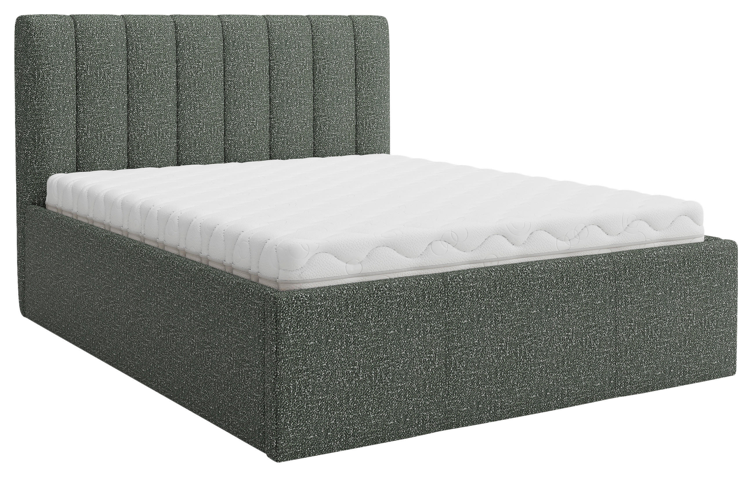 POLSTERBETT Matratze, Lattenrost, Bettkasten Dunkelgrün 160/200 cm  - Dunkelgrün, Trend, Holz/Textil (160/200cm) - Boxxx