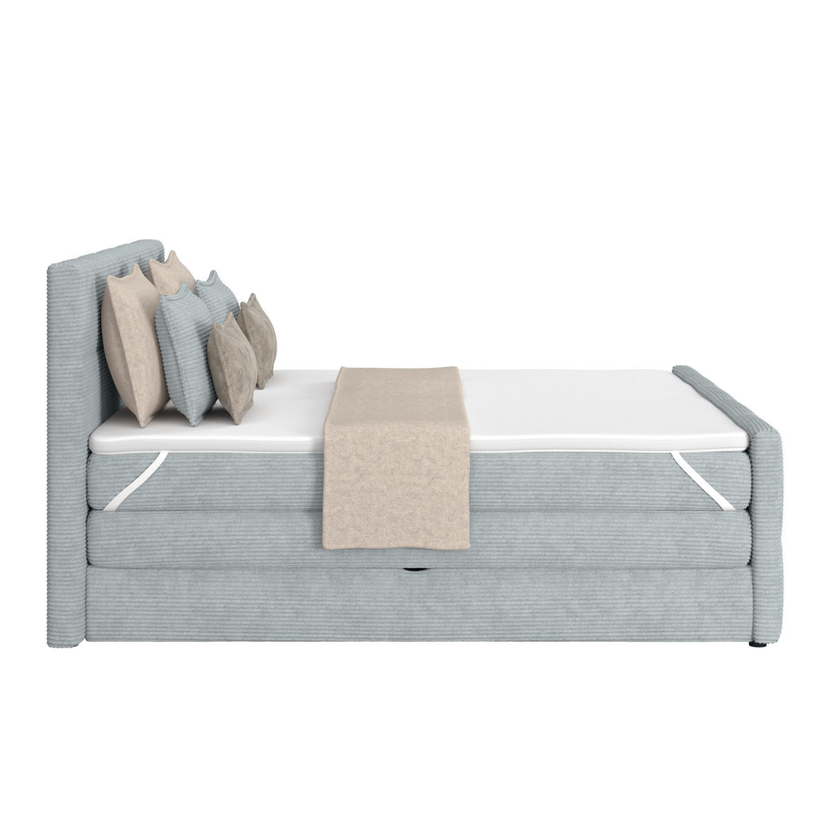 BOXSPRINGBETT 160/200 cm,  in Silberfarben, gepolstertes Kopfteil, Bettkasten, Topper, Matratzen, H2 + H2 = mittel  - Silberfarben, KONVENTIONELL, Holz/Holzwerkstoff (160/200cm)