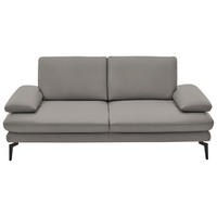 2,5-SITZER Echtleder Silberfarben  - Silberfarben/Schwarz, Design, Leder/Metall (196/86/104cm) - Dieter Knoll