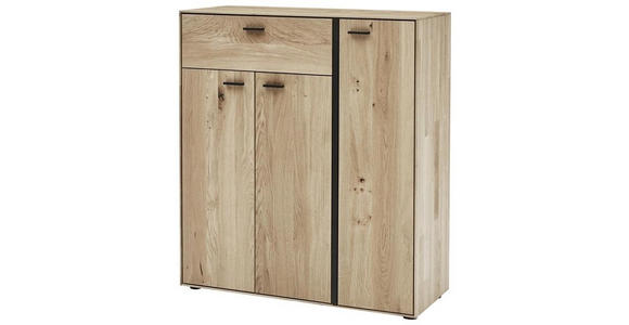 SCHUHSCHRANK Wildeiche massiv Eichefarben, Dunkelgrau - Dunkelgrau/Eichefarben, Natur, Holz/Metall (91,9/103,9/37cm) - Valnatura