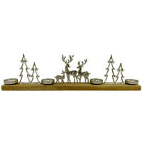 KERZENHALTER - Silberfarben/Braun, Natur, Holz/Metall (80/21/8cm) - Butlers