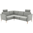 ECKSOFA  in Flachgewebe Grauweiß  189/236 cm  - Eichefarben/Grauweiß, Design, Holz/Textil (189/236cm) - Valnatura