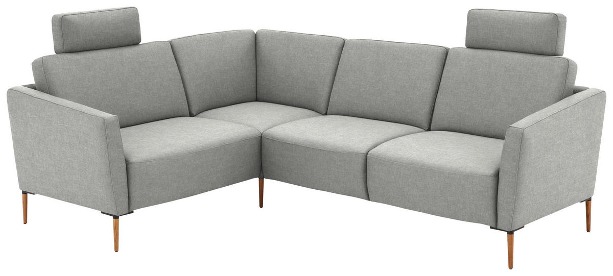 ECKSOFA  in Flachgewebe Grauweiß  189/236 cm  - Eichefarben/Grauweiß, Design, Holz/Textil (189/236cm) - Valnatura