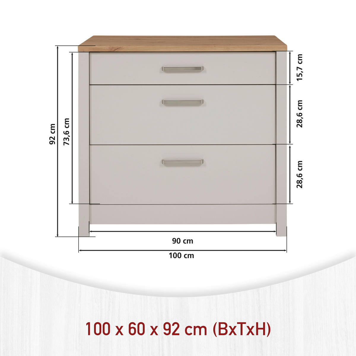 SPODNJA OMARICA S PREDALI - srebrne barve/kašmir, Moderno, kovina/leseni material (100/92/60cm) - Xora