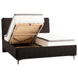 POLSTERBETT Matratze, Lattenrost, Topper Mokka 180/200 cm  - Schwarz/Mokka, KONVENTIONELL, Leder/Holz (180/200cm) - Novel