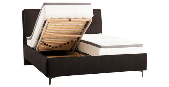 POLSTERBETT Matratze, Lattenrost, Topper Mokka 180/200 cm - Schwarz/Mokka, KONVENTIONELL, Leder/Holz (180/200cm) - Novel