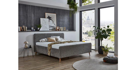 POLSTERBETT Grau 160/200 cm  - Buchefarben/Grau, KONVENTIONELL, Holz/Holzwerkstoff (160/200cm) - Carryhome