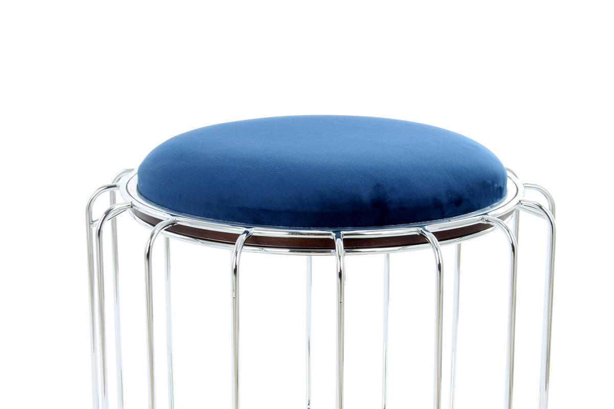 BEISTELLTISCH in Metall, Kunststoff, Glas, Textil, Holzwerkstoff 50/50/45 cm  - Silberfarben/Dunkelblau, Basics, Glas/Holzwerkstoff (50/50/45cm) - Kayoom