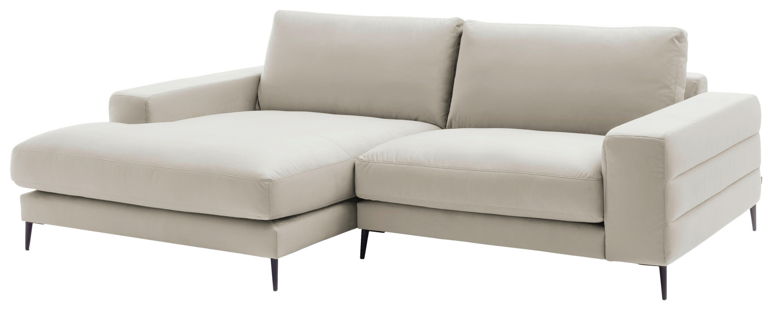 ECKSOFA in Velours Creme  - Creme/Schwarz, Design, Textil/Metall (177/253cm) - Dieter Knoll