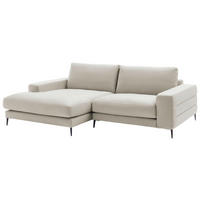 ECKSOFA in Velours Creme  - Creme/Schwarz, Design, Textil/Metall (177/253cm) - Dieter Knoll