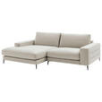 ECKSOFA in Velours Creme  177/253 cm  - Creme/Schwarz, Design, Textil/Metall (177/253cm) - Dieter Knoll