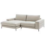 ECKSOFA in Velours Creme  177/253 cm  - Creme/Schwarz, Design, Textil/Metall (177/253cm) - Dieter Knoll
