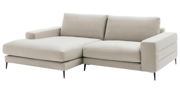 ECKSOFA in Velours Creme  177/253 cm  - Creme/Schwarz, Design, Textil/Metall (177/253cm) - Dieter Knoll