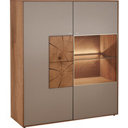 HIGHBOARD IN KERNEICHE Kerneiche massiv matt, lackiert, gebürstet, gewachst - Fango/Eichefarben, Design, Glas/Holz (117/138/39cm) - Valnatura