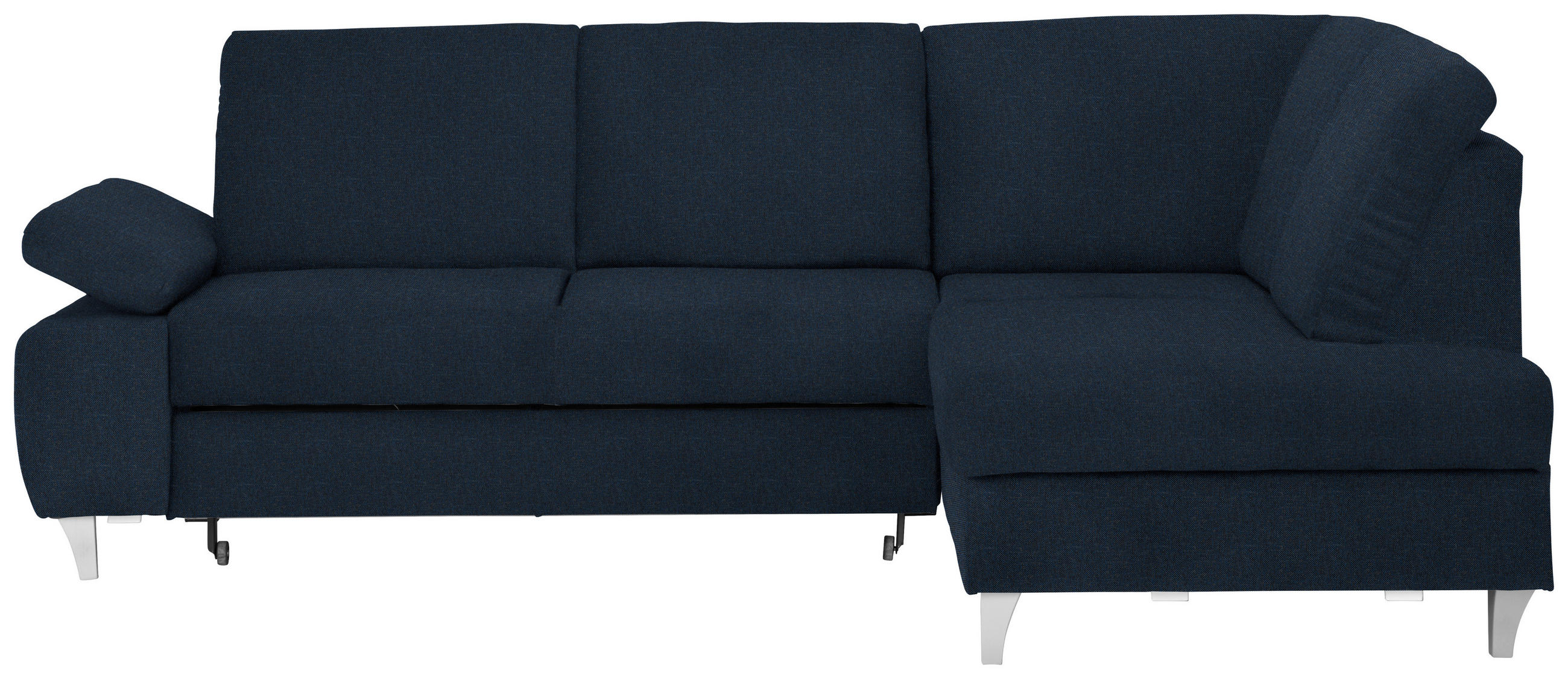 ECKSOFA in Flachgewebe Dunkelblau  - Silberfarben/Dunkelblau, Konventionell, Holz/Textil (255/186cm) - Cantus