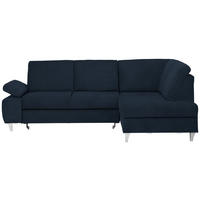 ECKSOFA in Flachgewebe Dunkelblau  - Silberfarben/Dunkelblau, Konventionell, Holz/Textil (255/186cm) - Cantus