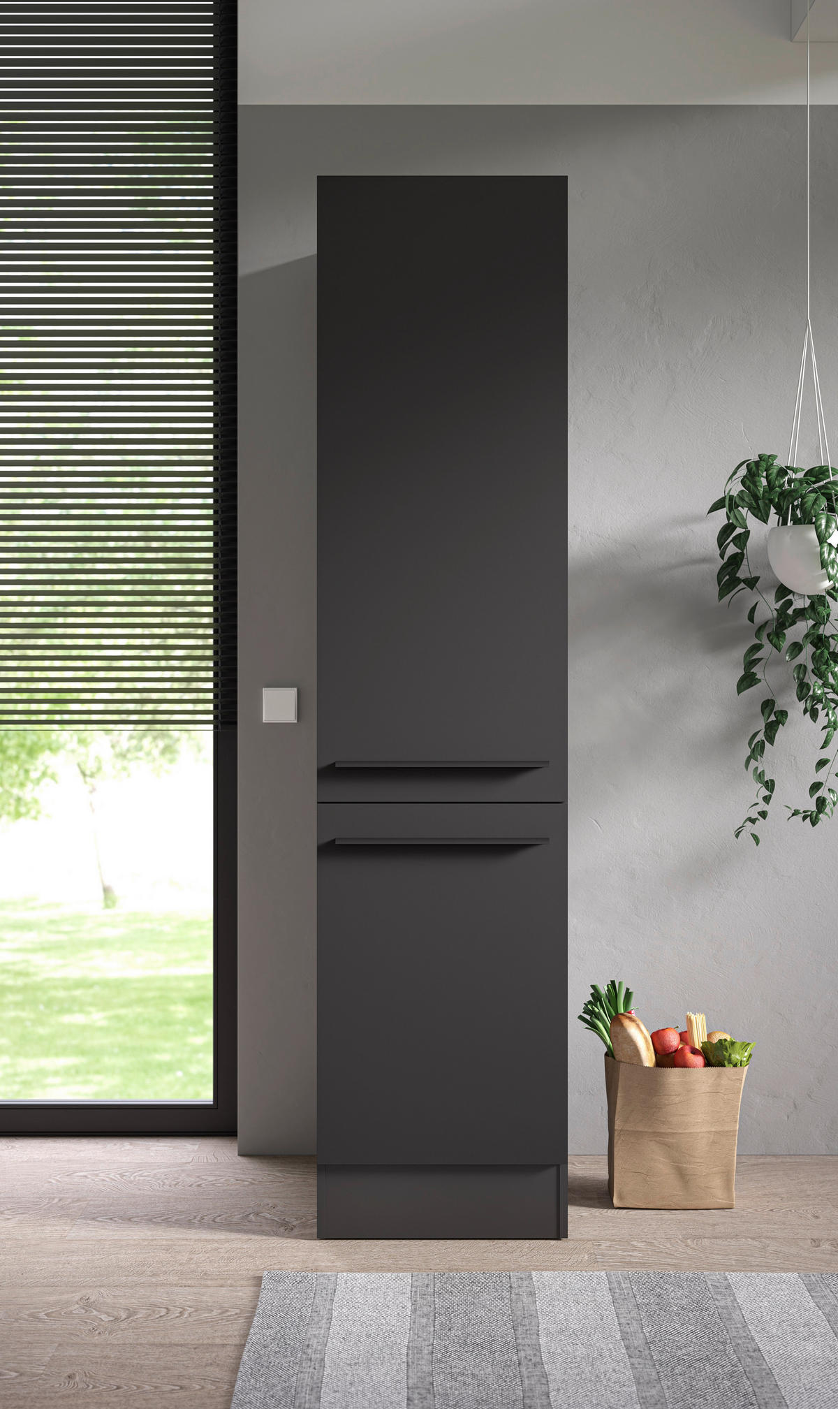 APOTHEKERSCHRANK 50/211/57 cm  in Schwarz  - Schwarz, Design, Holzwerkstoff/Kunststoff (50/211/57cm) - MID.YOU