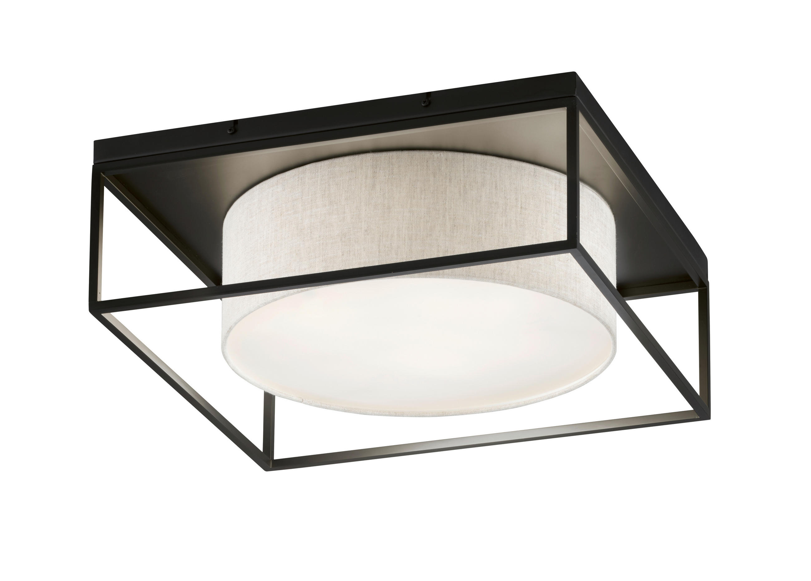 DECKENLEUCHTE  50/20 cm    - Sandfarben/Weiss, Design, Naturmaterialien/Kunststoff (50/20cm) - Fischer & Honsel