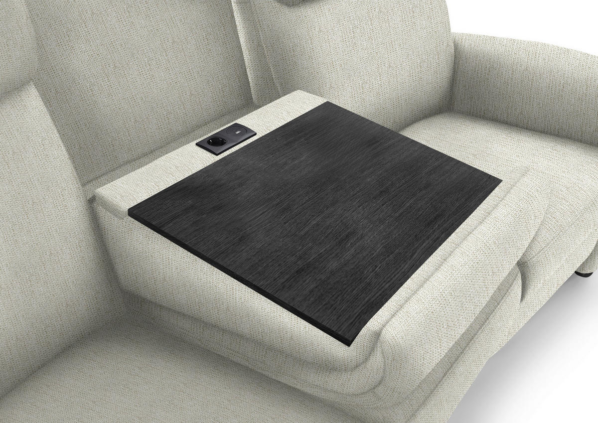 TRAPEZSOFA in Flachgewebe Naturfarben  - Schwarz/Naturfarben, KONVENTIONELL, Textil/Metall (219/107/97cm) - Pure Home Comfort