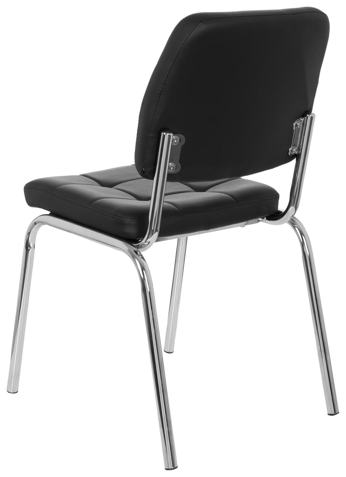 BESUCHERSTUHL  in Lederlook Schwarz  - Chromfarben/Schwarz, MODERN, Textil/Metall (46/87/50cm) - MID.YOU