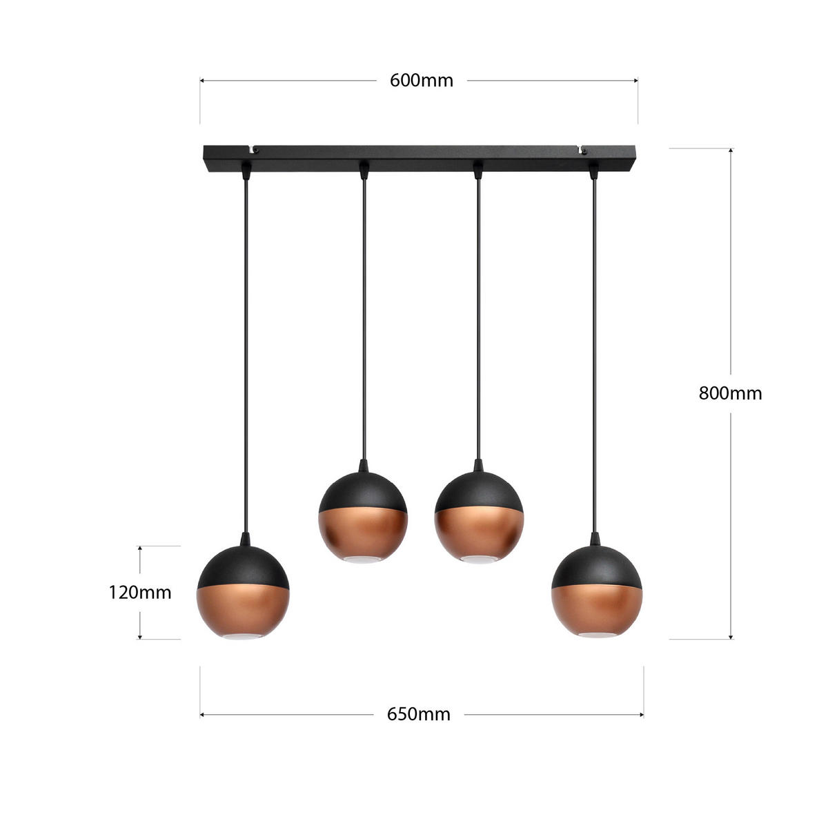 HÄNGELEUCHTE MIDWAY 65/12/80 cm   - Schwarz/Kupferfarben, Trend, Metall (65/12/80cm)