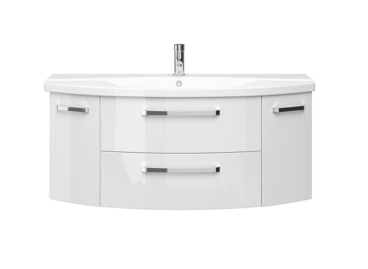 WASCHTISCHUNTERSCHRANK  - Chromfarben/Weiß Hochglanz, MODERN, Holzwerkstoff/Metall (116,3/49,2/46cm) - Sadena