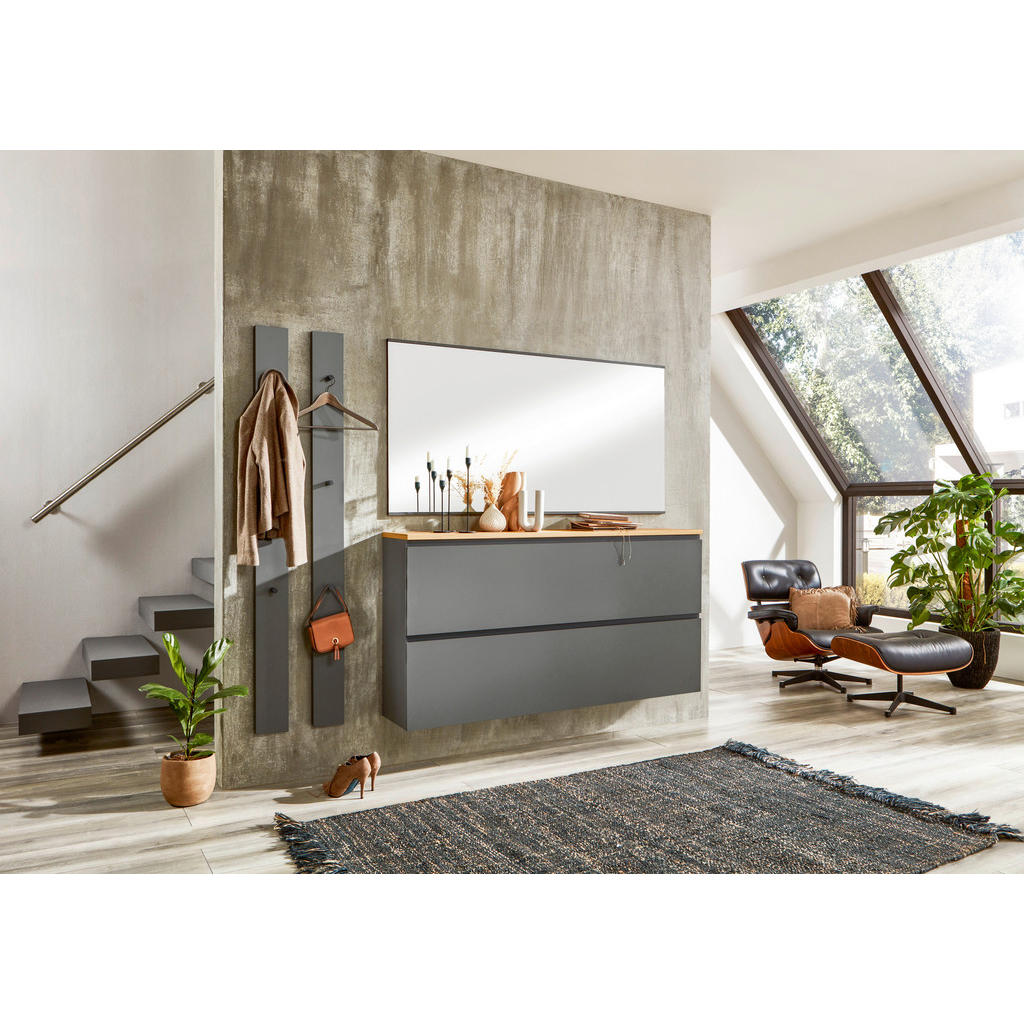 Thumbnail - Dieter Knoll Garderobe, Grau, Eiche, Holz, 4-teilig, Balkeneiche, furniert, 160x20x31 cm, Goldenes M, Made in Germany, D...