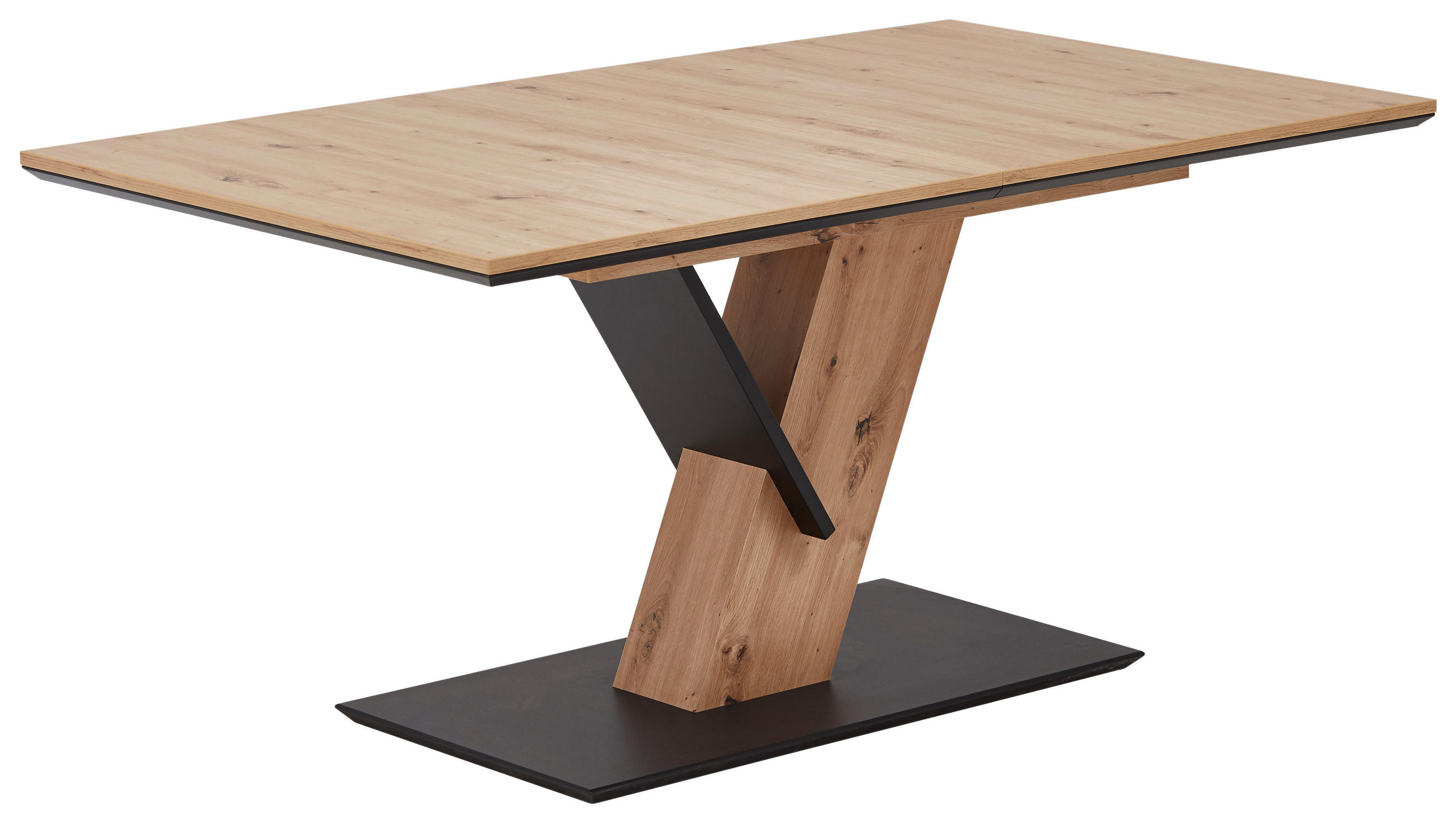 Valdera Esstisch Schwarz, Eiche Artisan 90x76x160-240 cm