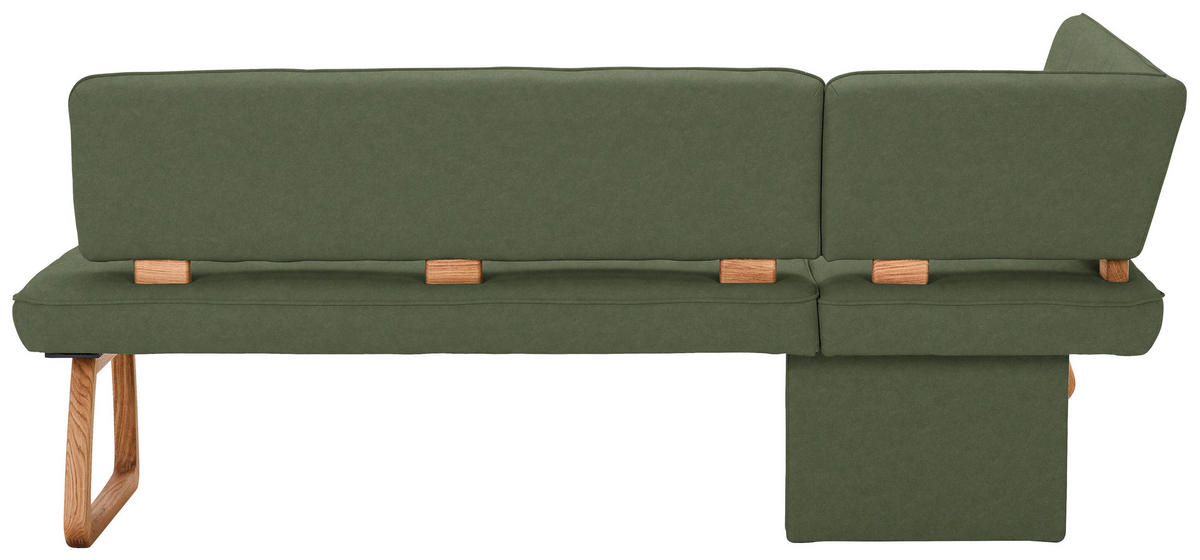 ECKBANK 155/208 cm Webstoff, Mikrofaser Dunkelgrün Eiche vollmassiv   - Dunkelgrün, KONVENTIONELL, Holz/Textil (155/208cm) - Venda