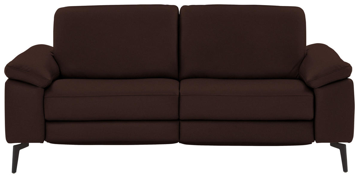 2,5-SITZER in Echtleder Braun  - Schwarz/Braun, Design, Leder/Metall (196/88/100cm) - Valdera