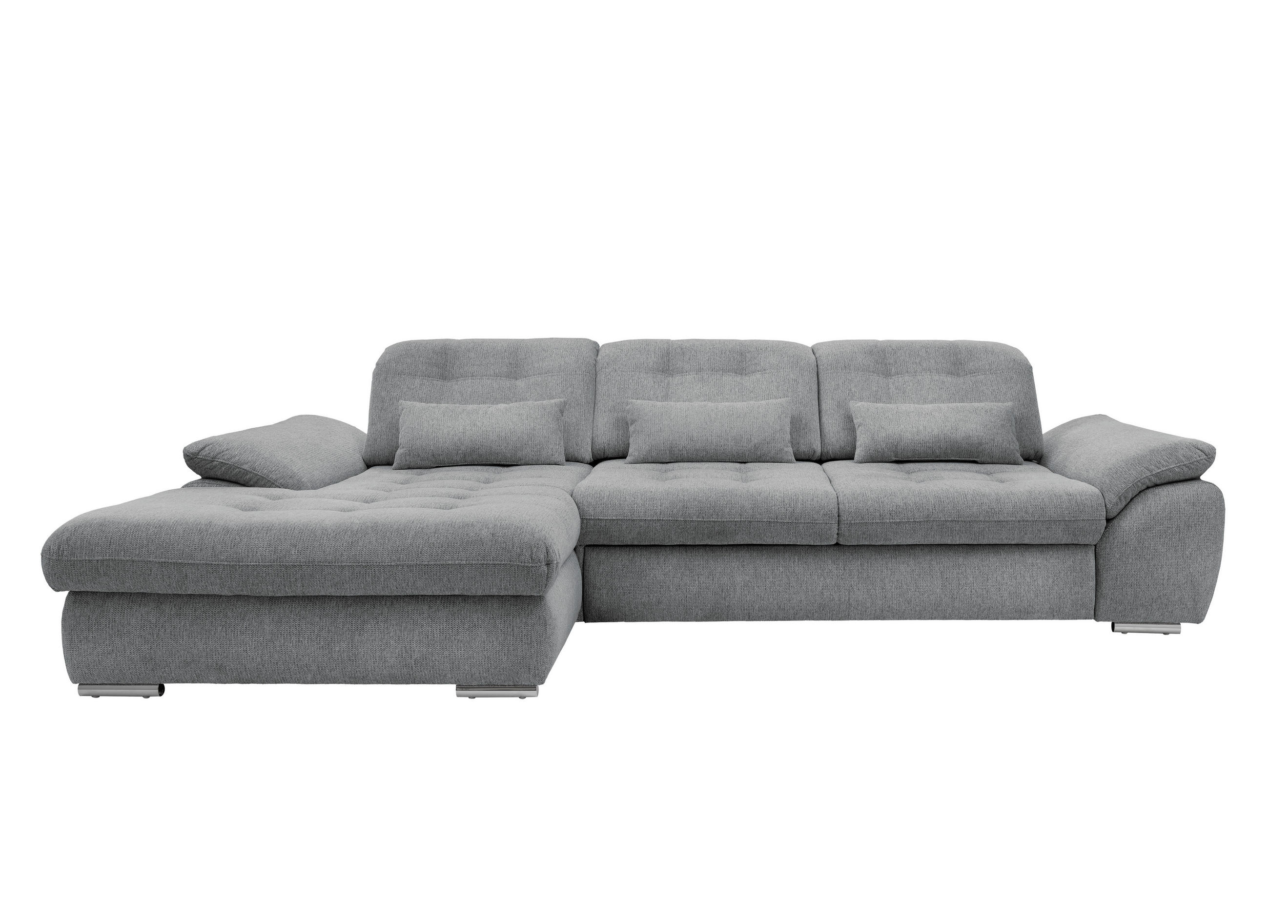 ECKSOFA  in Chenille Silberfarben  - Chromfarben/Anthrazit, MODERN, Textil/Metall (184/314cm) - Livetastic
