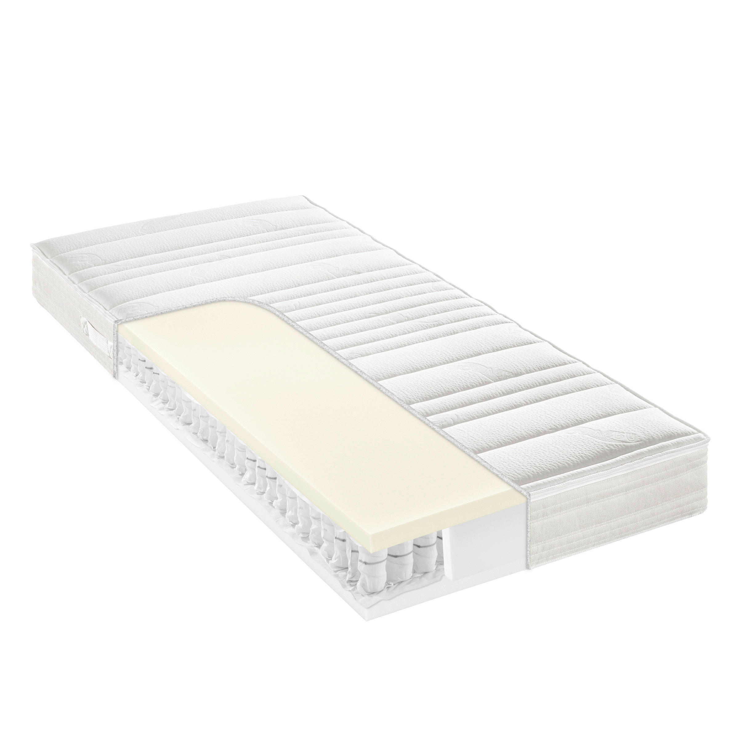 LATEXMATRATZE 80/200 cm, Höhe ca.: 20 cm, H2 = mittel, 7-Zonen - Weiß, Basics, Textil (80/200cm) - Sleeptex