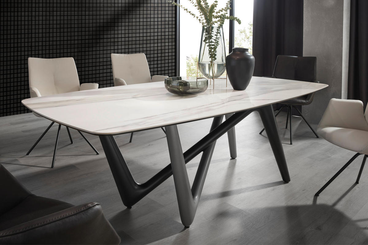 ESSTISCH in Kunststoff, Keramik 200/100/75 cm  - Anthrazit/Beige, Design, Keramik/Kunststoff (200/100/75cm) - Dieter Knoll