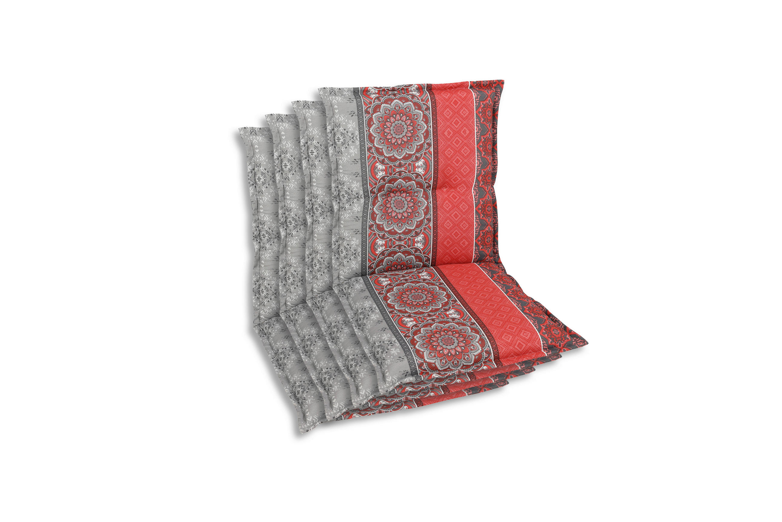 SESSELAUFLAGENSET Ornament  - Rot/Hellgrau, Basics, Textil (50/7/100cm)