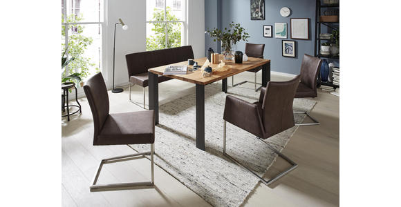 ESSTISCH Asteiche massiv rechteckig Anthrazit, Eichefarben - Eichefarben/Anthrazit, Design, Holz/Metall (180/100/77cm) - Dieter Knoll