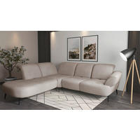 ECKSOFA in Flachgewebe Greige  - Greige/Schwarz, Modern, Textil/Metall (270/302cm) - Sit & More