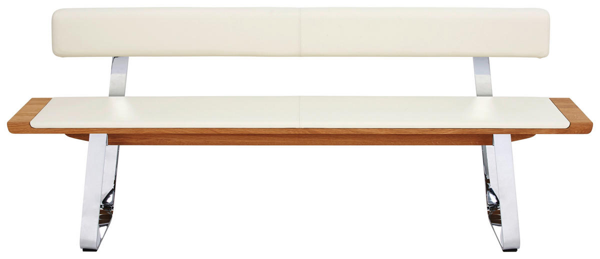 SITZBANK 200/80/52 cm  in Weiß, Eichefarben  - Eichefarben/Weiß, Design, Leder/Holz (200/80/52cm) - Team 7