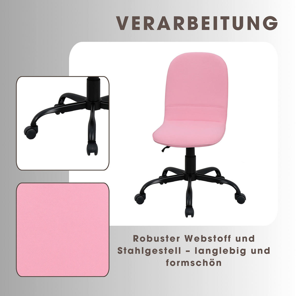 DREHSTUHL Webstoff Schwarz, Pink  - Pink/Schwarz, MODERN, Textil/Metall (42/95/54cm) - MID.YOU